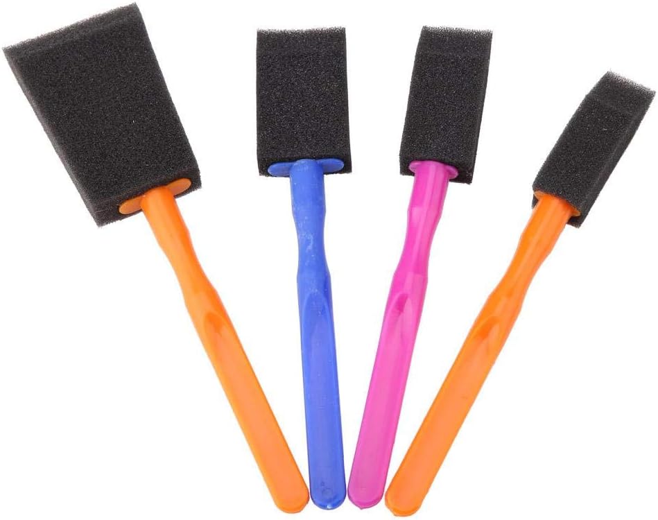 4 Pcs Foam Paint Brush Plastic Handle Mini Kids Painting Tools Lightweight Washable Great for Art, Varnishes, Stains, Crafts : Arts, Crafts & Sewing