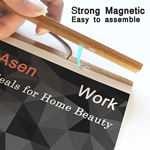 21-100 cm Magnetico Poster Hanger Cornici In Legno Massello di Pino Teak Appeso per Foto Foto Mappa Stampa su Tela Wall Art Home Decor-NERO NOCE, 50 cm di lunghezza