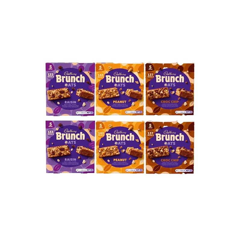 Brunch Bar Bundle with Raisin Brunch Bars 5 Pack 160g x2 and Chocolate Chip Brunch Bars 5 Pack 160g x2 With Peanut Brunch Bars 5 Pack x2 (6 Pack)