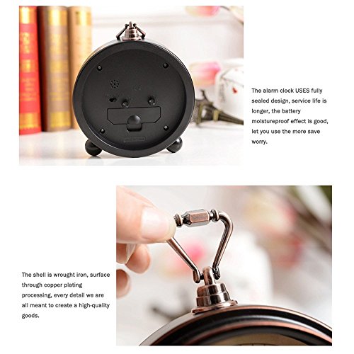 Justup 5.2" Classic Retro Clock, European Style Vintage Silent Desk Alarm Clock Non Ticking Quartz Movement Battery Operated, Hd Glass Lens, Easy To Read (White) #TOP6