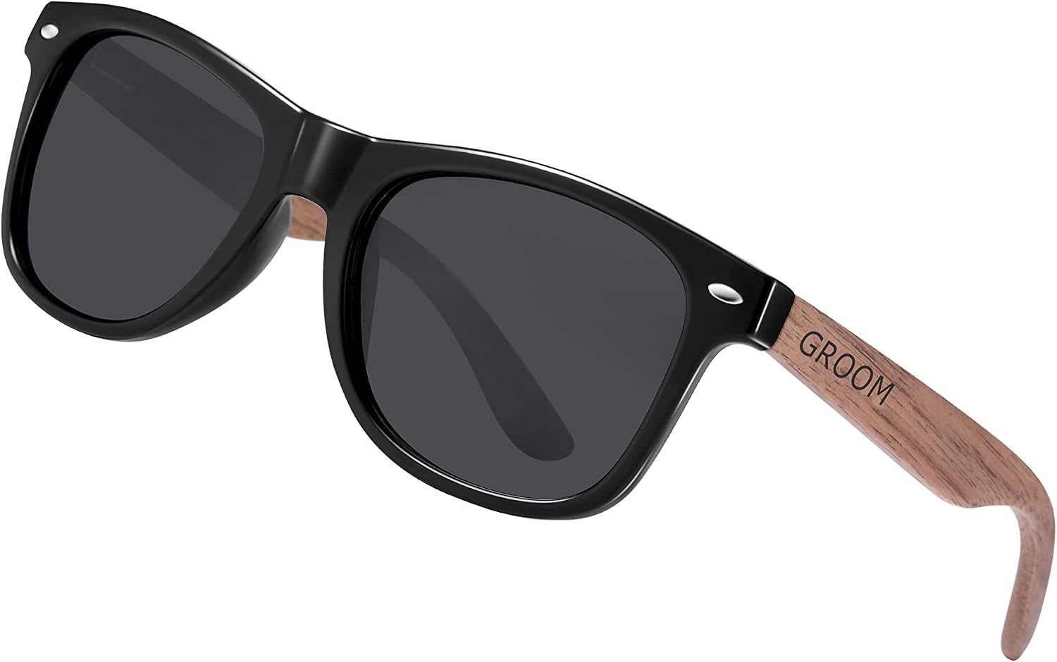 Barcur Wedding Gifts Bachelor Party 2/3/6/8/10pcs Bachelor Sunglasses for Groomsmen Bride Groom, Best Man, Ring Bearer/Security Wood (Groom Bride)