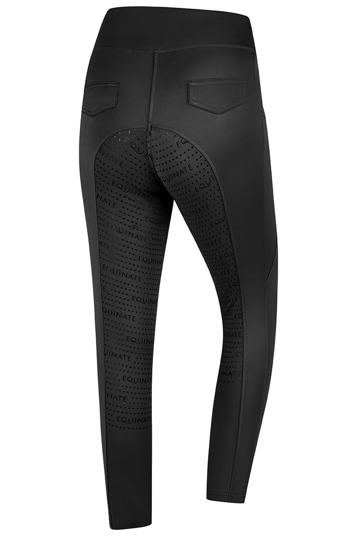 Equinate Damen Reitleggings Jules - Reithose mit Vollbesatz Grip rutschfest und Handytaschen - atmungsaktiv elastisch bequem