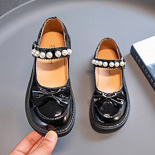 Girls Dress Shoes Wedding Bowknot Leather Shoes Princess Shoes Party School Shoes Size 2 Girls Sandals (Black, 37 Big Kids)2