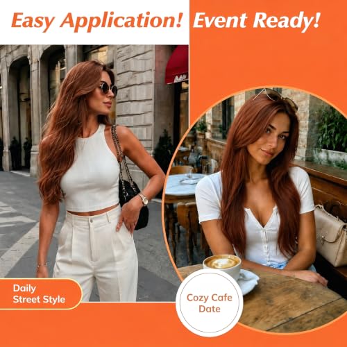 Image of Sunny Hair Clip in Hair Extensions Real Human Hair Auburn Brown 16 Inch | Clip in Extensions Remy Hair Mahogany, Comfortable Wear, Natural Volume, Medium Length for Daily Wear, Soft Blend 120g