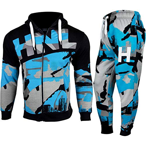 A2Z 4 Kids Enfants Garçon Survêtement HNL Camouflage Sweat À Capuche - T.S HNL Camo 01 Blue 11-12