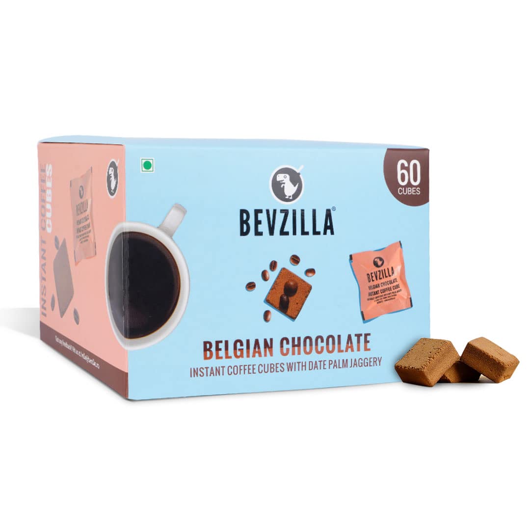 Bevzilla 60 Instant Coffee Cubes Pack with Organic Date Palm Jaggery, 5 Flavours, 100% Arabica Coffee, Vegan, Zero Refined Sugar, Real Ingredients, No Preservatives, Drop Stir and Enjoy (Belgian Chocolate) (60 Pack) (B09MMGHGT5) Amazon Price History, Amazon Price Tracker