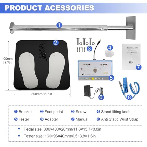 Image of HNZXIB SL-031 ESD Tester Compatible with Anti Static Wrist Strap & Footwear, 3-Color Indicator Alarm Tool, Human Body Comprehensive Static Tester for Electronics Workshop ESD Check