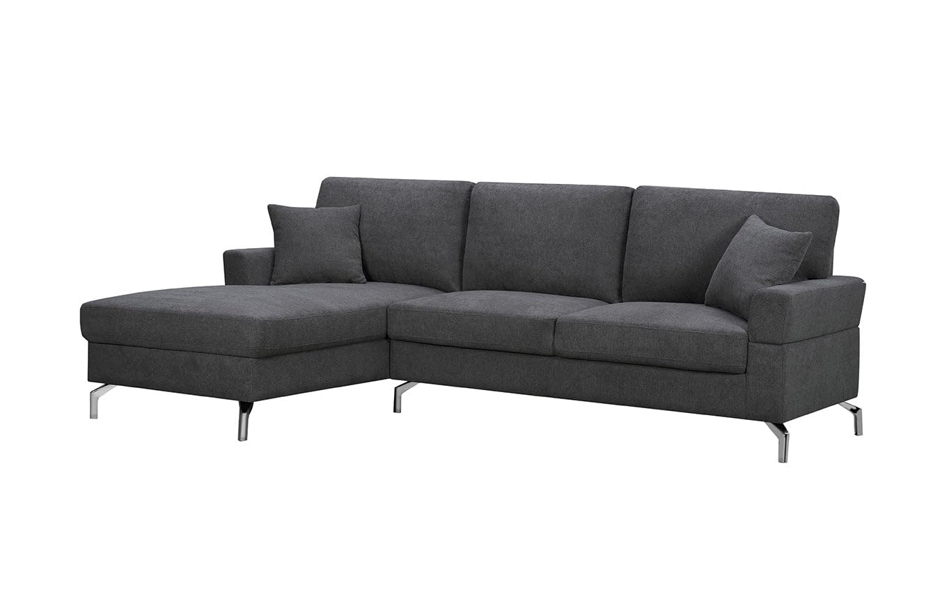 S & S Saldos y Stocks Sofa Chaise Longue Ellen 245cm, Gris Oscuro, Chaise Izquierdo