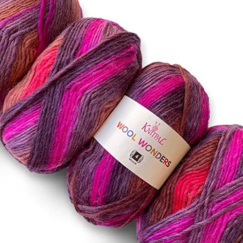 Wool Wonders #4 Worsted Wool Yarn,4-Pack(640Yds/400G)Chocolate Strawberries