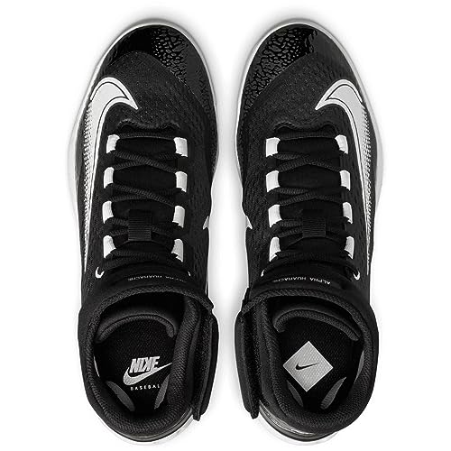 Nike Men's Alpha Huarache Elite 4 Mid Baseball Cleats (8.5 US, Black/Dark Smoke Grey/Light Smoke Grey/White)4
