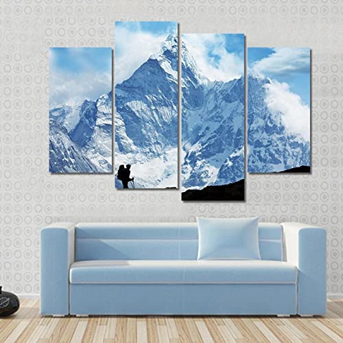 FACAICAI Bilder 4 Teilig Leinwanddrucke 4 Stück Leinwand Bilder Moderne Wandbilder Bergsteiger Im Himalaya Poster Bild 4 Stück Drucke Auf Leinwand Moderne Wandbilder Wohnzimmer Wohnkultur Cover