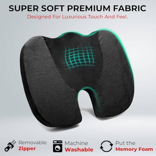 Image of Trajectory Coccyx Seat Cushion with ADVANCEDX Memory Foam & GRIDMATRIX Fabric - Ultimate Tailbone Pain Relief and Sciatica Support for Car Seats. Perfect for Men and Women (Seat Cushion)
