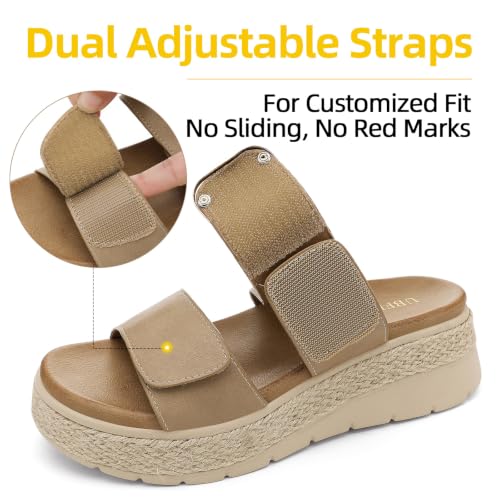 Image of UBFEN Womens Platform Wedge Sandals Orthopedic Arch Support | Espadrille Slides, Comfortable Cushioned, Dressy for Summer Walking, Beach Vacation