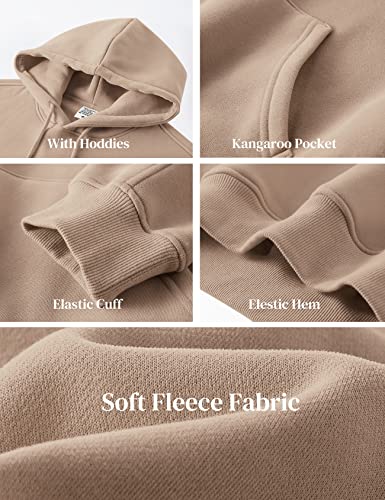 Flygo Jogger Set Women Fleece 2 Piece Sweatsuits Outfits Crop Pullover Hoodie Sweatshirt Pants with Thumb Hole(Khaki-M)