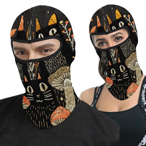 Balaclava para hombres y mujeres con estampado de gatos y hongos - Máscara térmica para la cara, para clima frío, para motocicleta, esquí y uso invernal miniatura 1