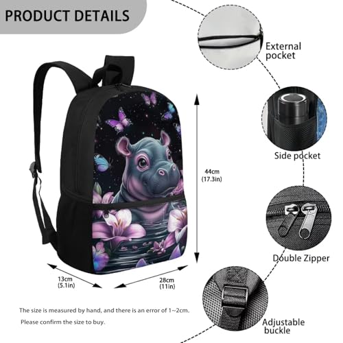 Hippo Backpack for School Kids 17 Inch Backpack for Primary School Boys Lightweight Durable Bookbag Teen Kids Cute Puppy Schoolbag Back Pack2