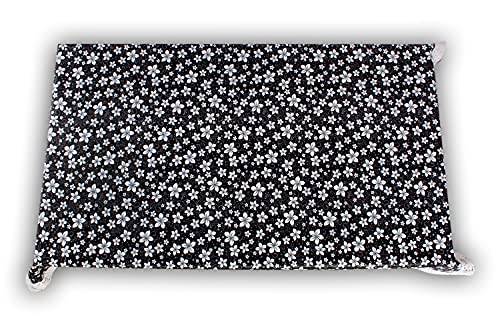 Image of The Furnishing Tree Waterproof PVC Rectangle Shaped 2 Seater Table Cover WxL 45x70 inches Floral Pattern White Black with White Border lace