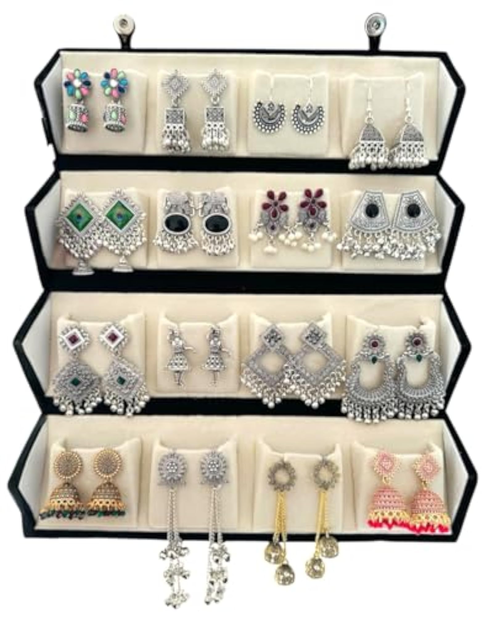 Traditional Indian Oxidised Silver Jhumka Earrings Combo Set