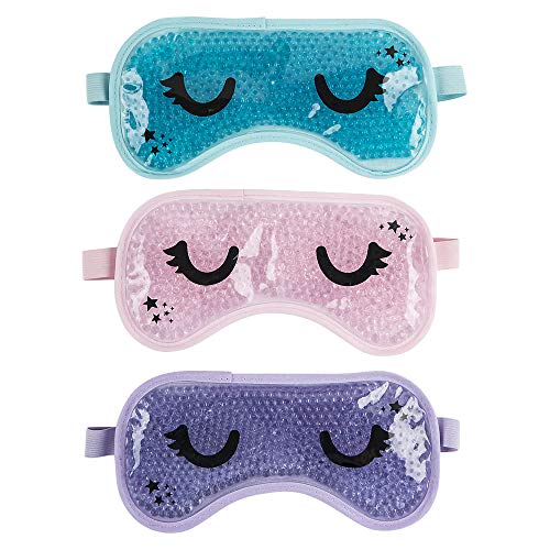 3 pack - gel bead reusable eye mask - heat or cold sleep mask for…