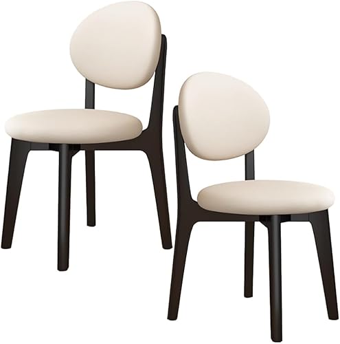 Miniatura 44 de YVYKFZD Juego de sillas de comedor, sillas de cocina de madera maciza, silla de comedor de granja con respaldo curvo, silla tapizada de cuero para