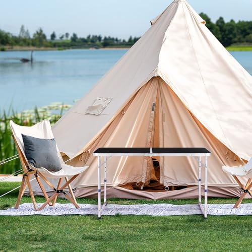 Mesa Plegable Trygoal 4FT, Mesa de Camping Portátil con Altura Ajustable, Estructura de Aluminio y Superficie Impermeable, Mesa de Picnic Negra miniatura 4