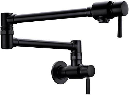 BAGNOLUX Grifo de llenado de ollas cromado, boquilla de llenado de olla de montaje en pared, solo agua fría, mango de doble palanca con brazo