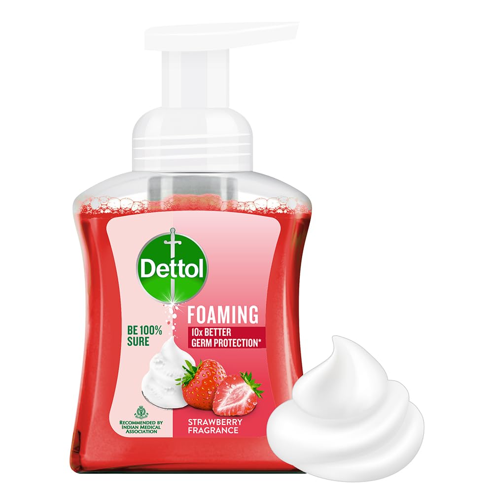 Dettol Foaming Handwash Pump - Strawberry, 250ml | Rich Foam | Moisturizing Hand Wash | Soft on Hands