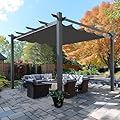 VEIKOU 13x10ft Pergola, Aluminum Pergola w/Thicker Post & Upgraded Retractable Pergola Canopy, Metal Pergolas and Gazebos Heavy-Duty Outdoor Shelter for Porch Yard, Gray