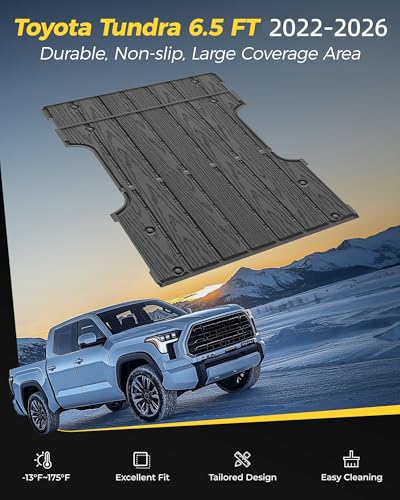 Image of 3W Truck Bed Mat for Toyota Tundra 2022-2026 6.5FT /6.5', Heavy Duty Tundra Accessories TPE Truck Bed Liner, All Weather Pickup Truck Bed Protection