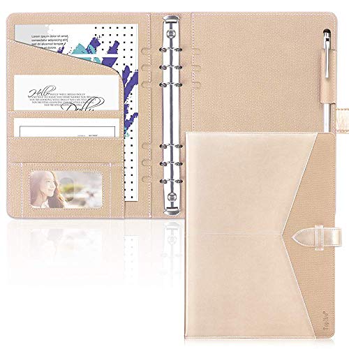 Toplive Leather A5 Binder 6 Round Ring Binder Planner Notebook Cover With 3 Pack 100Gsm Thick Refillable Paper 6 Hole Filler Inserts Loose Leaf Paper #TOP1