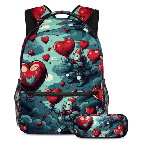Sac à livres de voyage imprimé cœur rouge pour les déplacements étudiés