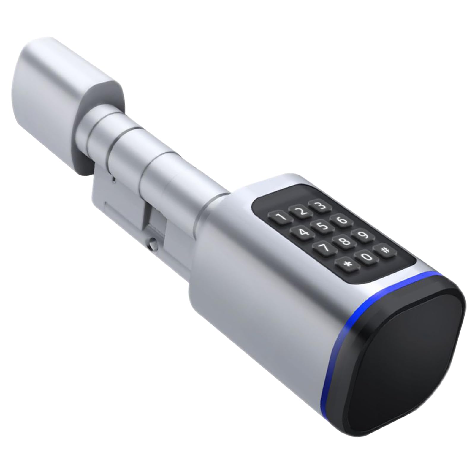 Smart Door Lock, Euro Door Smart Cylinder Lock, Electronic Locks Applicable to Wooden Iron Security Door (Silver)