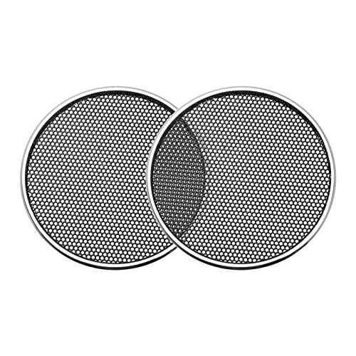 Rebower スピーカーグリルカバー メッシュ ブラック サブウーファー グリル ガードプロテクター ホーム オーディオ DIY 内径81mm シルバートーン フレーム 2個入り