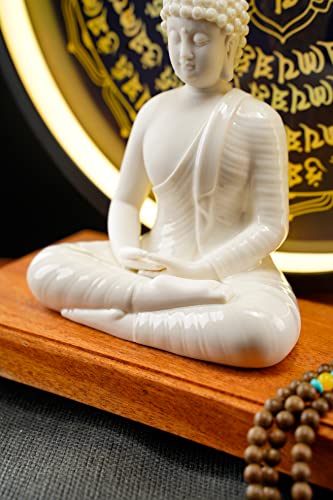 Estatua Buda Blanca de 6 pulgadas con Lámpara de Mesa LED de 13.2 pulgadas miniatura 3