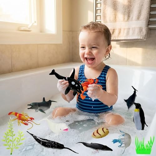 Image of Realistic Underwater BIG Fish Animal Toy for Kids 3+| 12PCs Sea Water Creatures Shark, Whale Figure for Boys and Girls Animals Action Figurine Playset Educational & Learning Toys Birthday Gift