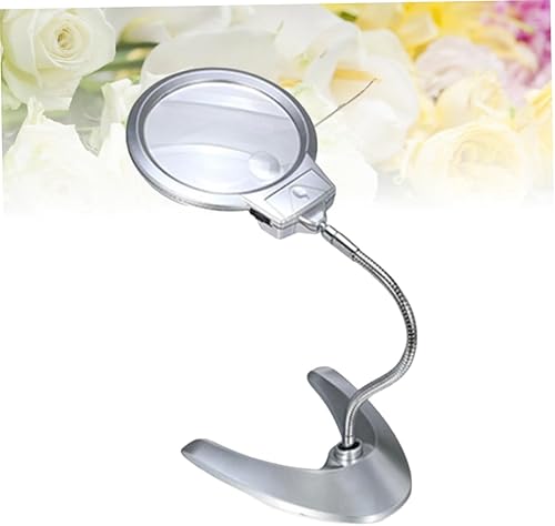 Miniatura 9 de Uonlytech Lupa de mesa de luz de vidrio Lupa iluminada Lámpara de mesa con soporte de luces Lámpara de trabajo Lámpara de escritorio de vidrio Luz