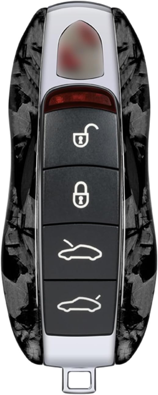 Genuine Carbon Fiber Key Fob Cover for Porsche 718 911 Carrera 918 Spyder Boxster 981 Cayenne 92A Cayman 981 for Macan for Panamera 970 Smart Car Remote Key Replacement Case - A Style - Red