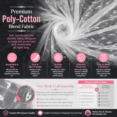 Image of Mosquito Net for King Size Bed & Double Bed, 6x7 Ft, Machhardani | Diamond Wave Design, Premium Poly-Cotton Fabric, Soft Breathable Mesh