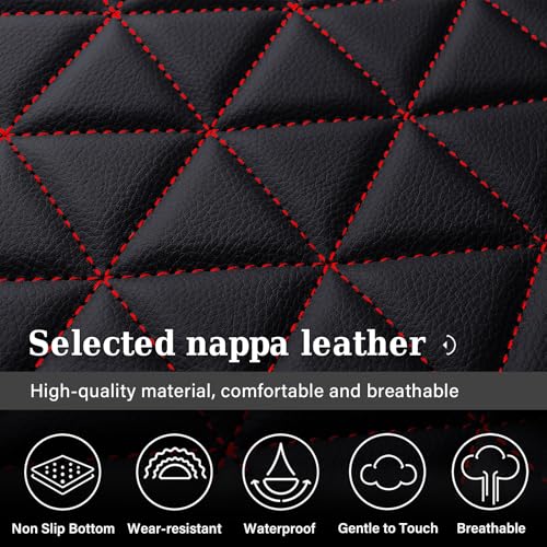 Image of Coverado Seat Covers for Dodge Ram Full Set, Waterproof Truck Car Seat Cover Protectors Custom Fit for 2002-2026 Dodge RAM 1500 2500 3500 with Curved Bench(Red)