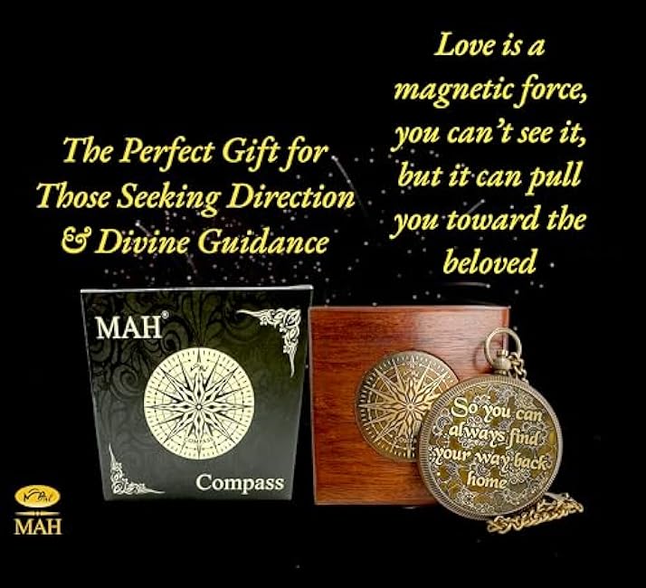 Handmade Brass Compass ¨C ¡°So You Can Always Find Your Way Back Home¡± or ¡°Back to Me¡± Quote Gift for Son, Daughter, or Partner ¨C Romantic Gift or Family Keepsake for Graduation, Travel, Farewell Gift