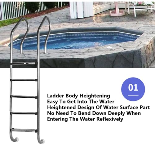 Escalera para piscina con 2 peldaños de acero inoxidable miniatura 4