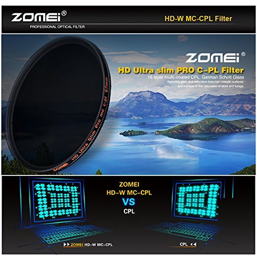 Zomei 72mm HD 18 Layer Super Slim Multi-Coated Circular Polarizer CIR-PL CPL Lens Filter - Image 3