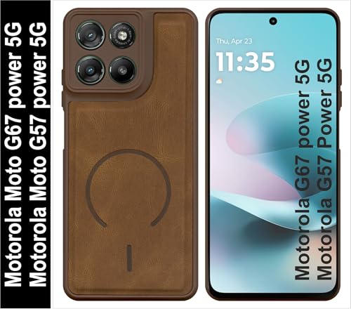 Image of SBMS Back Cover for Motorola G67 power /G57 Power | Ultra Slim Soft Rubberised Hard Case | Oil Feel Soft Leather Back | Mag-Safe Design (Mag-Safe Not Support) | Camera Protection Moto G67 power (Brown)
