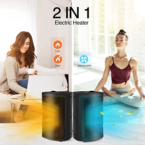 Knhuos Electric Space Heater, 750W/1500W Heater Fan Combo, Electric Heaters For Indoor Use With Tip Over And Overheat Protection, Portable Heaters For Indoor Use Home, Personal Heater For Office Desk #TOP1