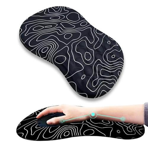 Ergonomic Mouse Pad with Wrist Rest Support, Massage Design Mouse Mat for Relief Carpal Tunnel Pain, Memory Foam Non-Slip Slope Massage Bulge (Topographic Contour)