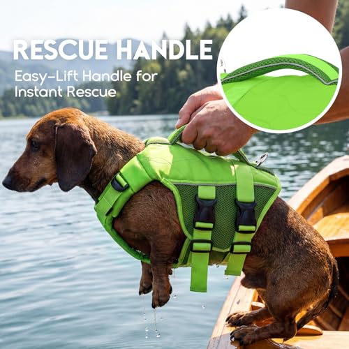 ASENKU Schwimmweste Hund Mittel M,Verstellbar & Ripstop Hundeschwimmweste,Rettungsweste für Hunde mit Griff und Reflektierend, Hunde Schwimmweste für Chihuahua,Dackel,Französische Bulldogge, Labrador
