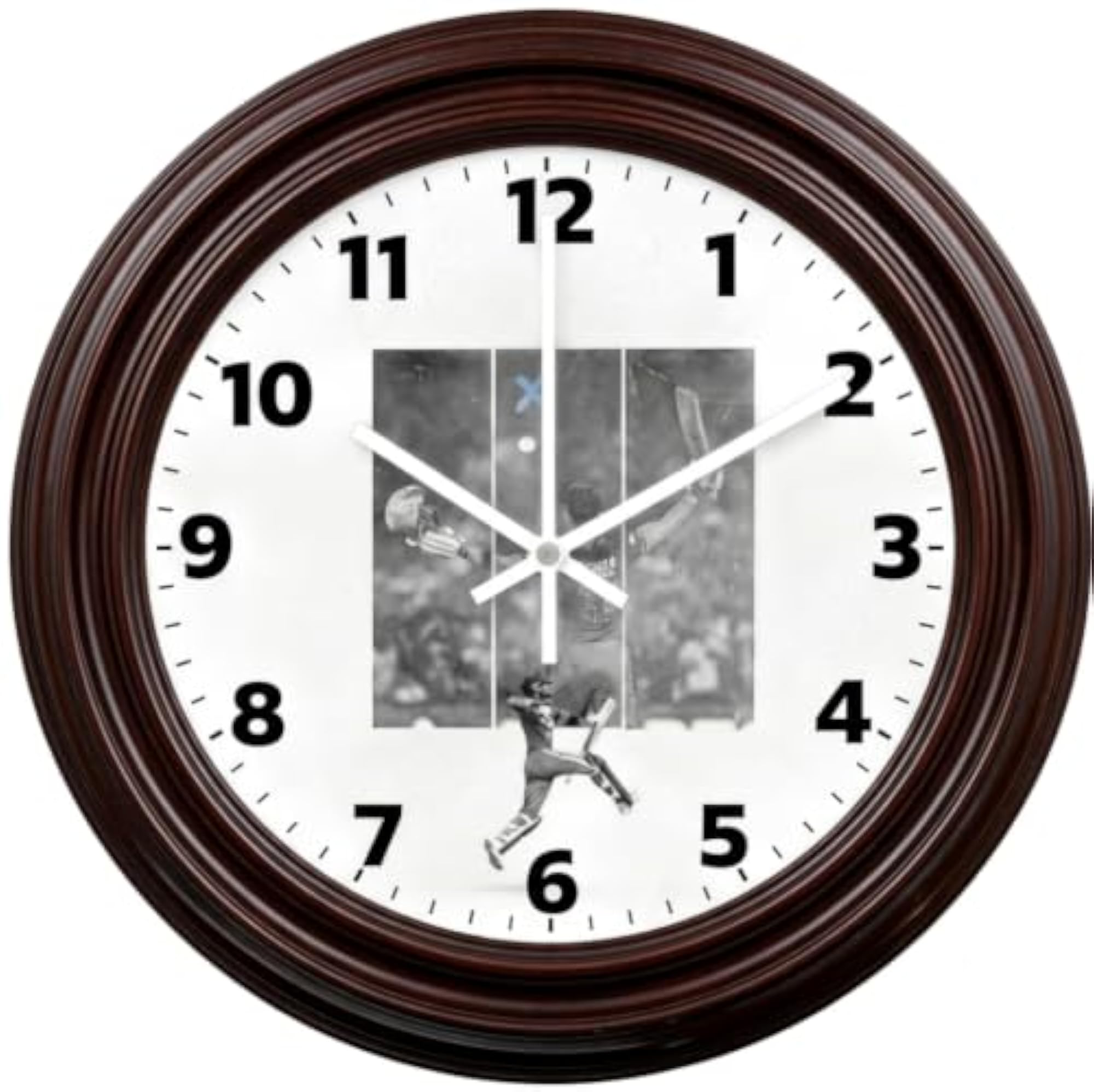 Cricket Player Wall Clock with Black Frame