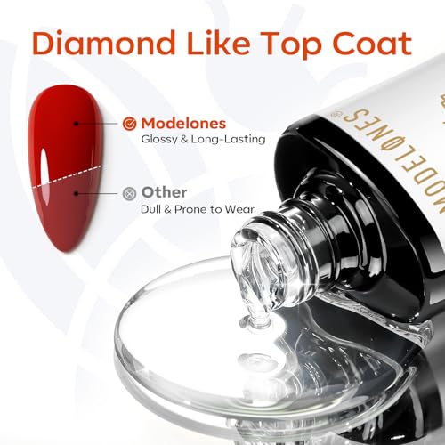 Image of modelones Rubber Base Top Coat Set, Builder Nail Gel No Wipe Glossy 2Pcs Clear Gel Polish Strengthener for Apex Building Nail Glue Long Lasting Shiny Protect Thin Weak Nails Soak Off U V Manicure Gift