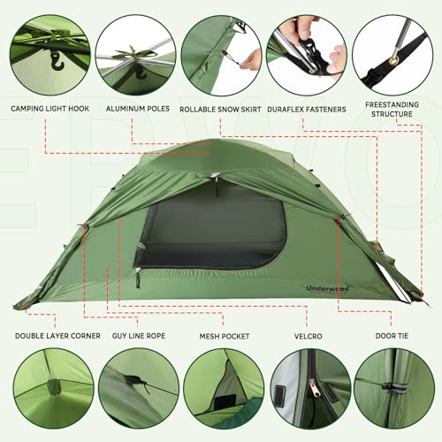 Image of 1 /2 Person Backpacking Tent for 4-Season - Winter Waterproof Tent for One Person, Lightweight Camping Gear for Backpacking, Easy Set Up Cold Weather Essentials by Underwood Aggregator