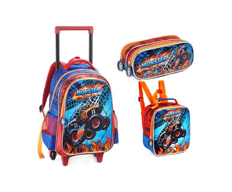 Kit Mochilete Lancheira e Estojo Monster Xtreme Denlex 1489